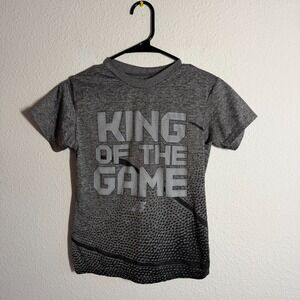 King Of‎ The Game T Shirt Kids Heather Gray Graphic Gradient Dot Print Athletic